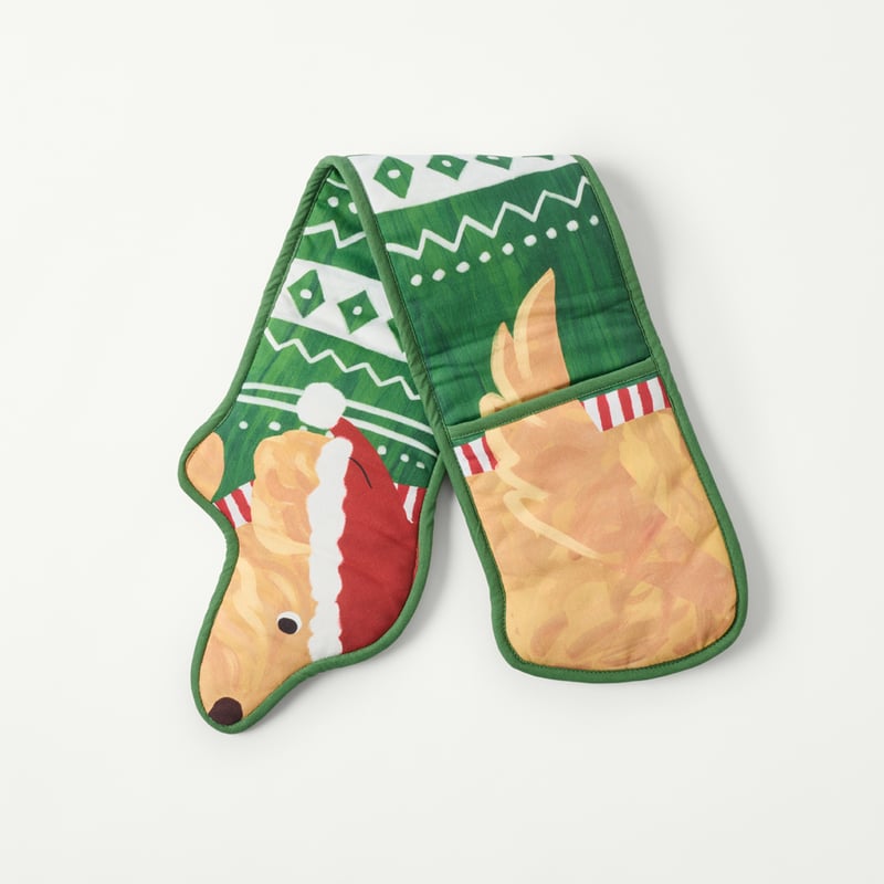 Christmas Dog Green Oven Mitt