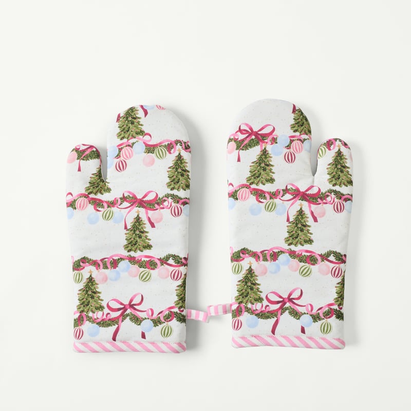 Bow & Bright Pink Oven Mitts Pack of 2