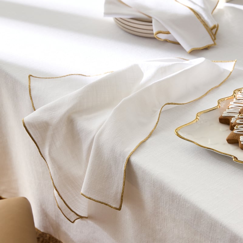 Luxe Gold Border White Napkins Pack of 4
