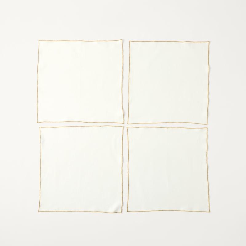 Luxe Gold Border White Napkins Pack of 4