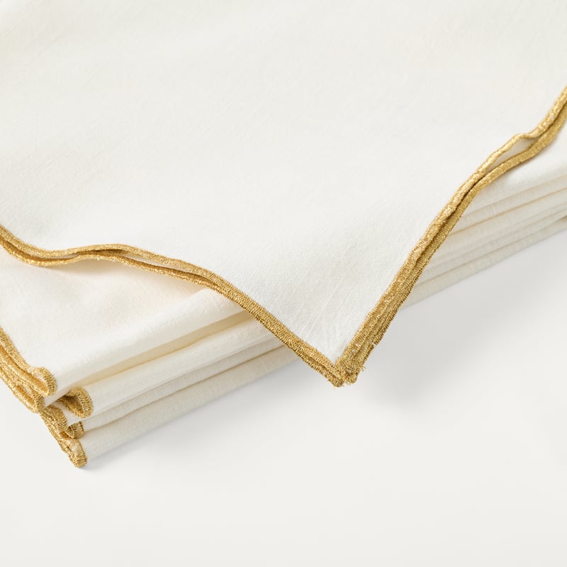Luxe Gold Border White Napkins Pack of 4