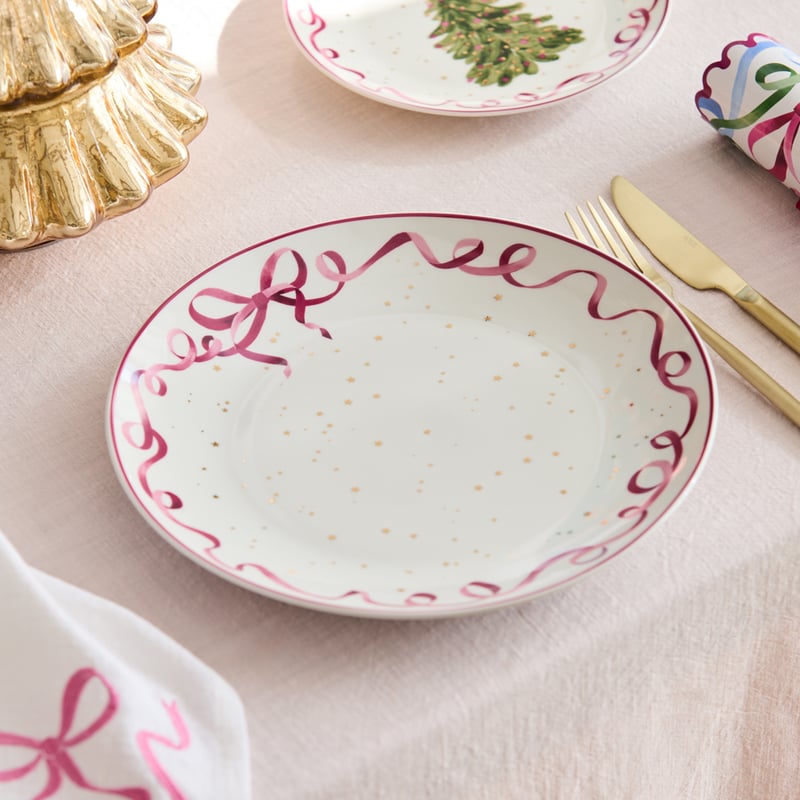 Bow & Bright Pink Dinner Plate Pack of 4