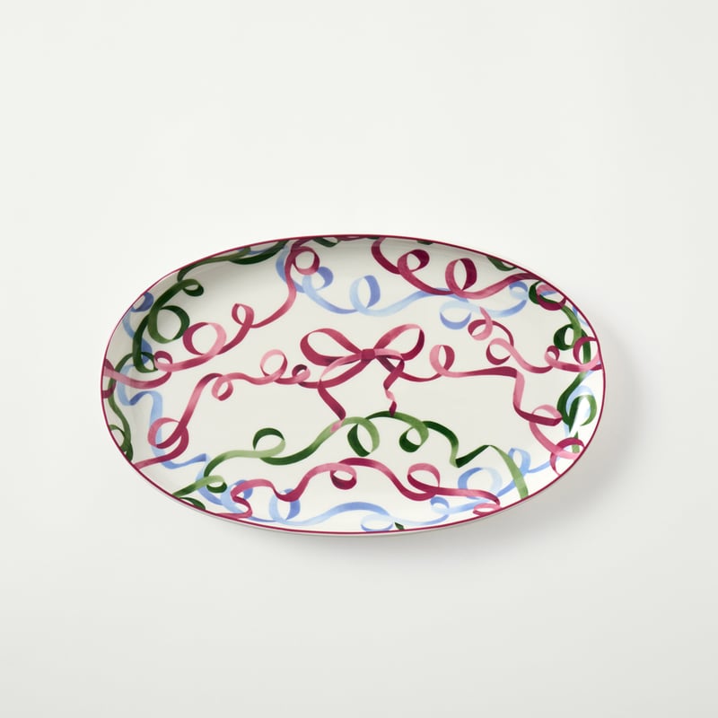 Bow & Bright Pink Oval Platter
