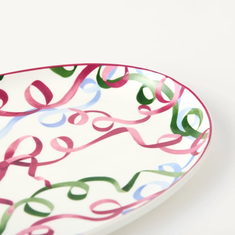 Bow & Bright Pink Oval Platter