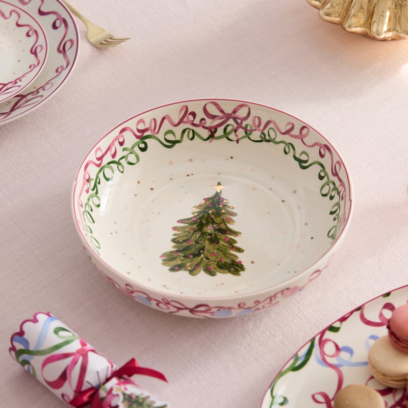 Bow & Bright Pink Serving Bowl
