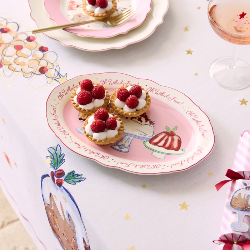 Festive Fun Pink Oval Platter