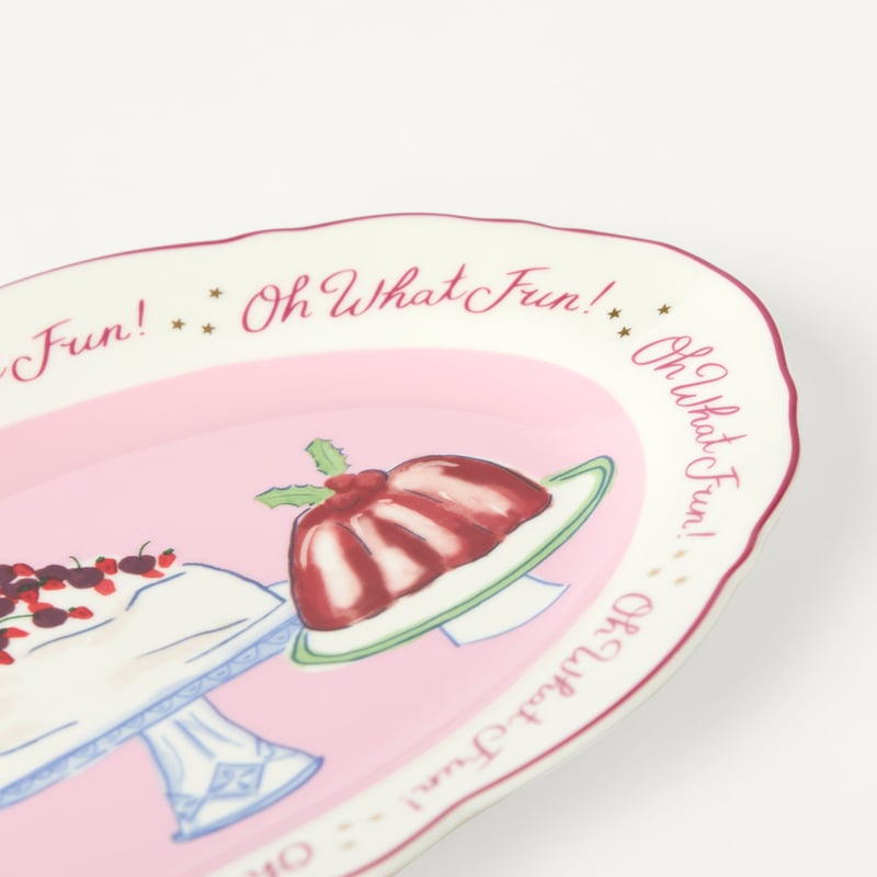 Festive Fun Pink Oval Platter