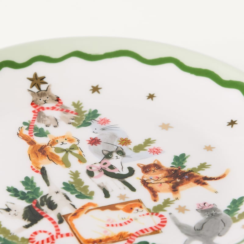 Merry Catmas Green Side Plate