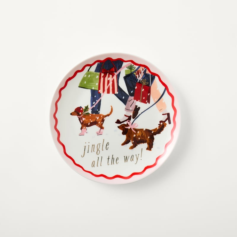 Christmas Dogs Red Side Plate