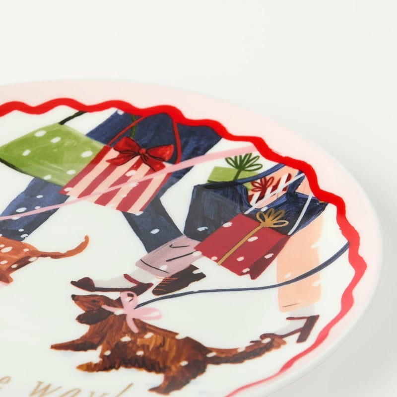 Christmas Dogs Red Side Plate