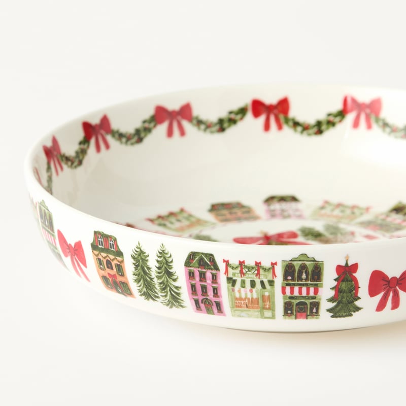 Christmas Village Red Serving Bowl