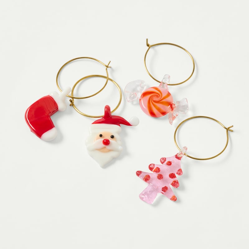 Christmas Icon Pink Wine Charms Set of 4