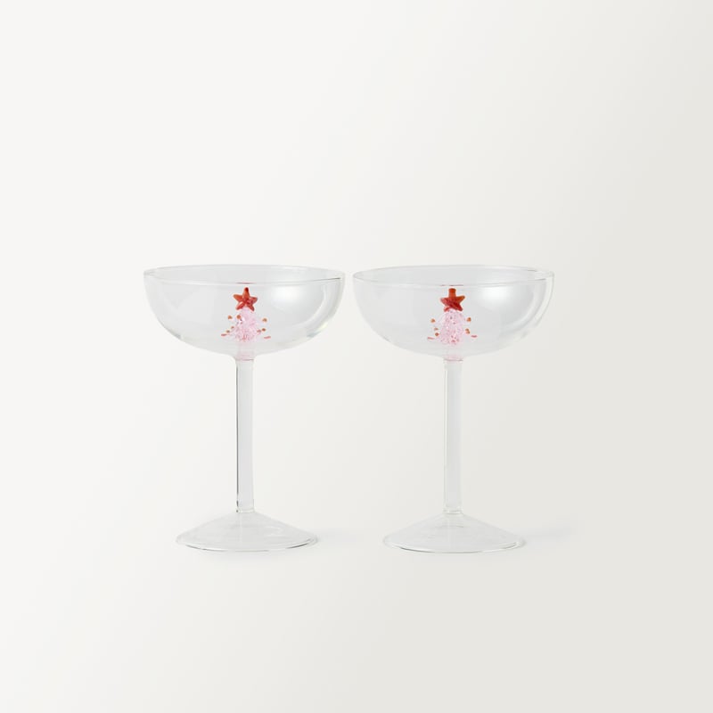 Pink Tree Pink Coupe Glass Pack of 2