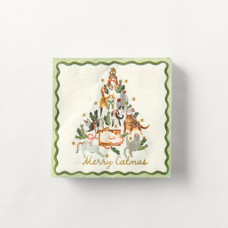 Merry Catmas Green Paper Napkins Pack of 40