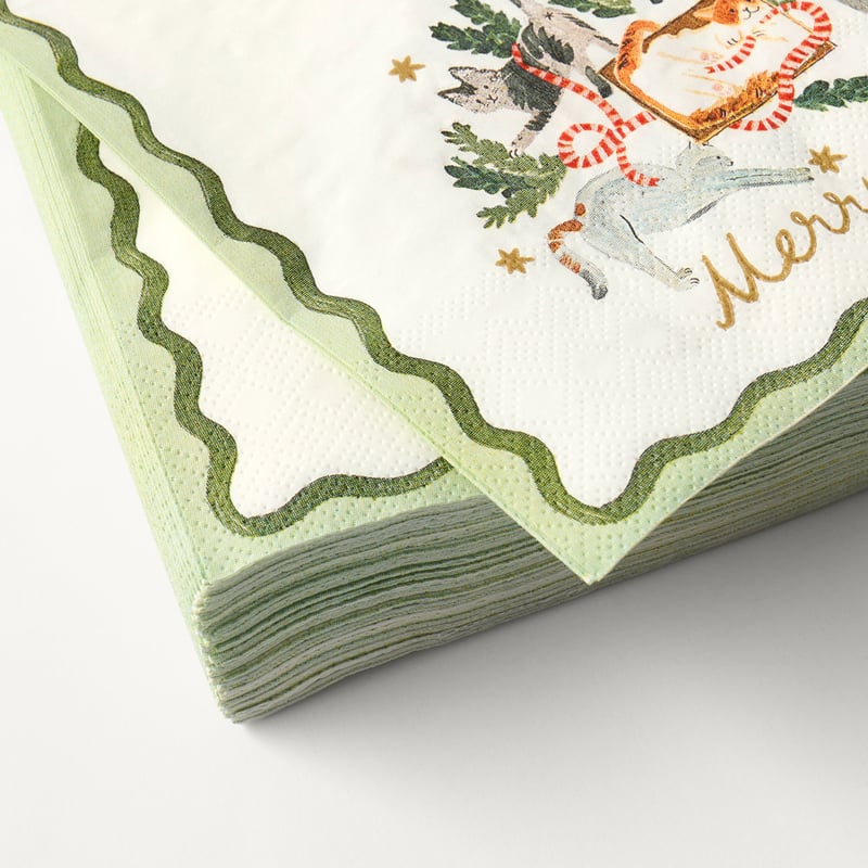 Merry Catmas Green Paper Napkins Pack of 40