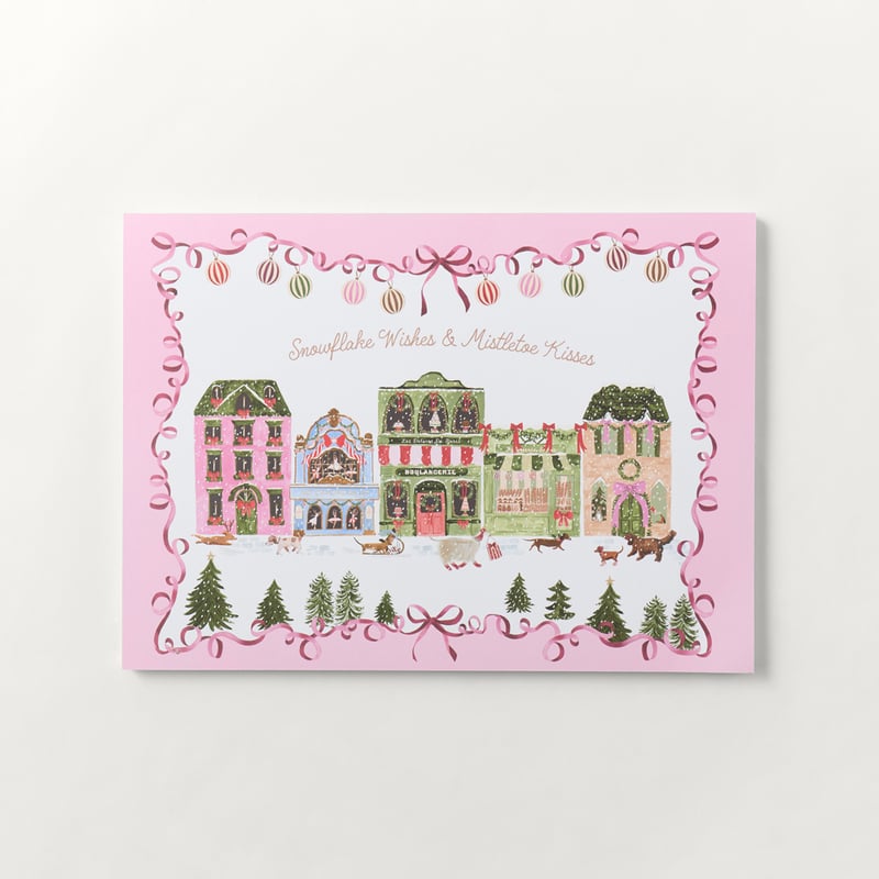 Christmas Village Pink Paper Placemat Pack of 50
