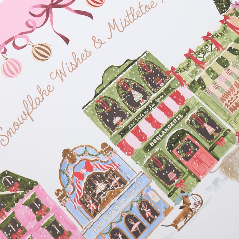 Christmas Village Pink Paper Placemat Pack of 50