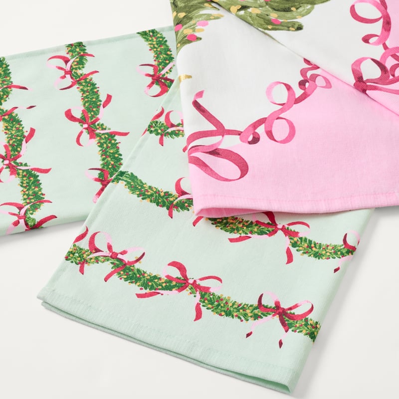 Bow & Bright Pink Tea Towel Pack of 2