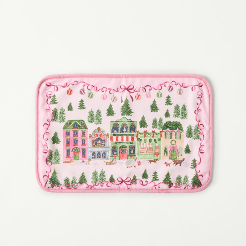 Christmas Village Pink Drying Mat