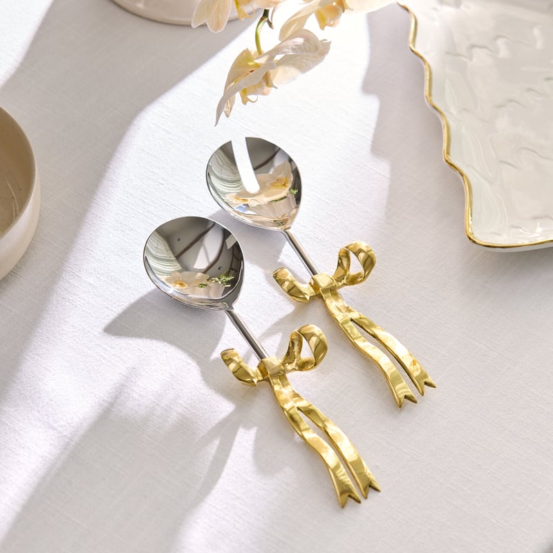 Bow Gold Salad Servers Set of 2