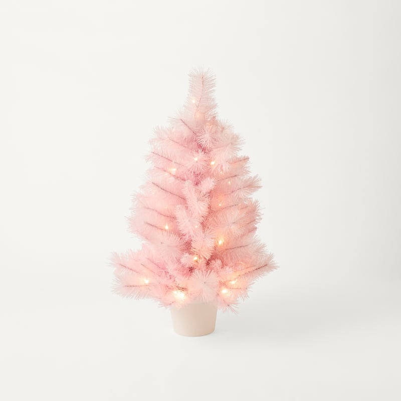 Potted Whimsical Pine LED Pink Christmas Tree