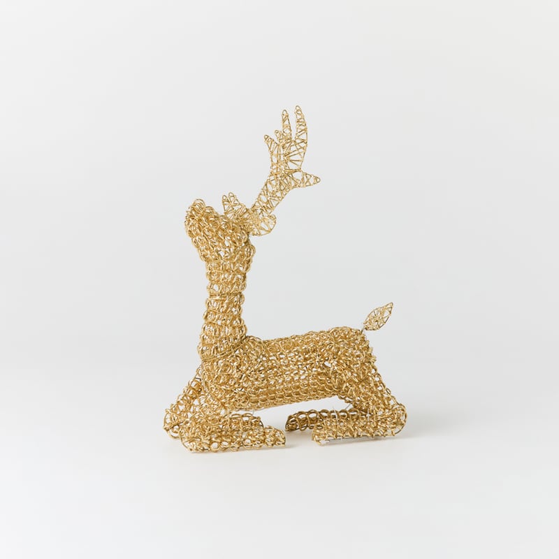 Sparkling Gold Small Reindeer Sculpture