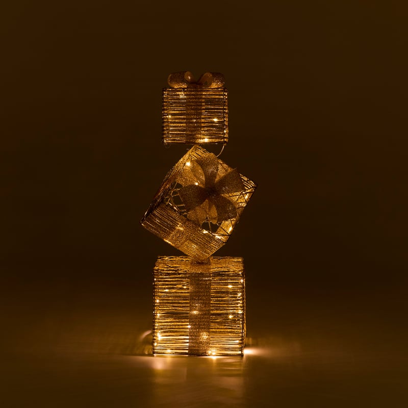 Sparkling Gold LED Square Presents