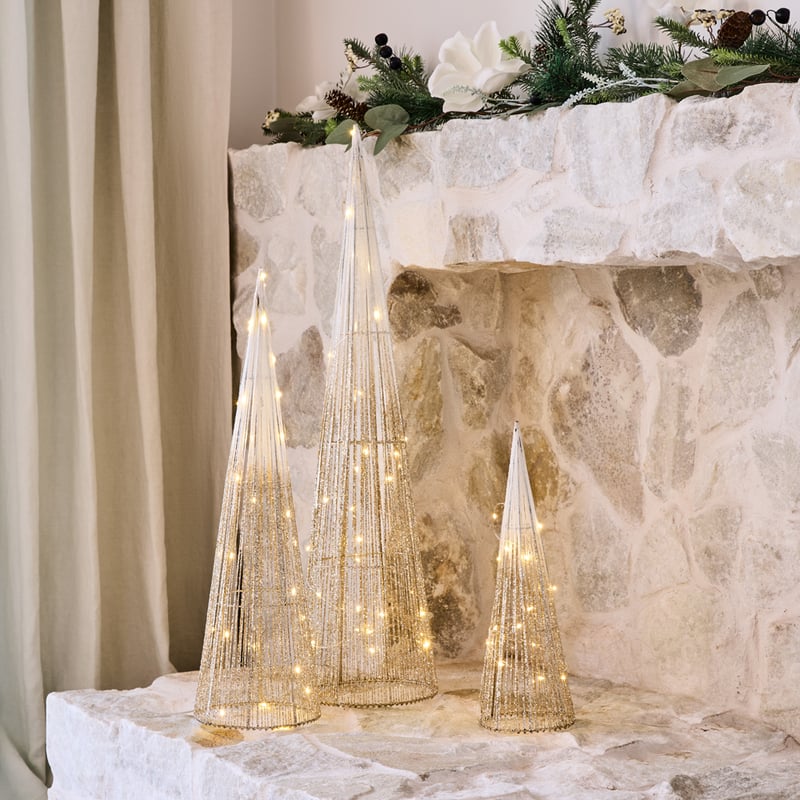 Sparkling Ombre Gold & Silver LED Cone Tree