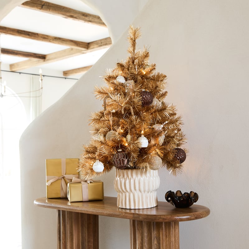 Potted Gilded Pine Gold Christmas Tree