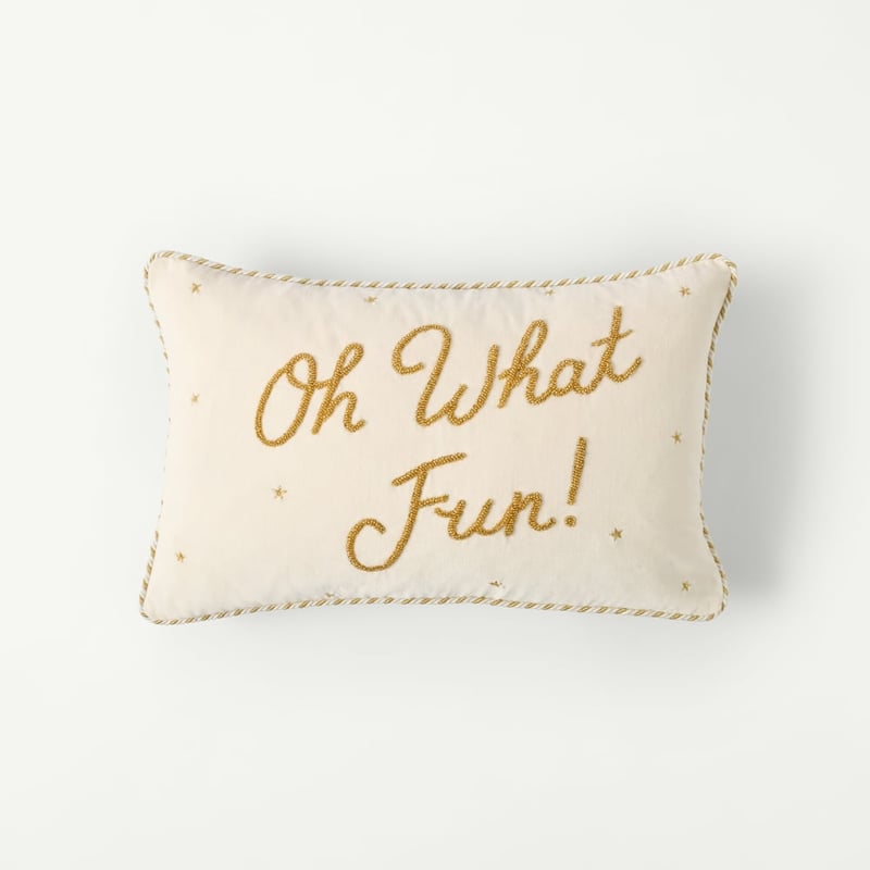 Oh What Fun Gold Beaded Cushion