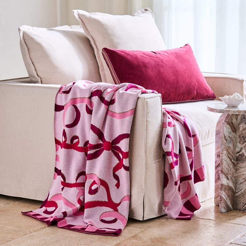 Bow & Bright Pink Throw