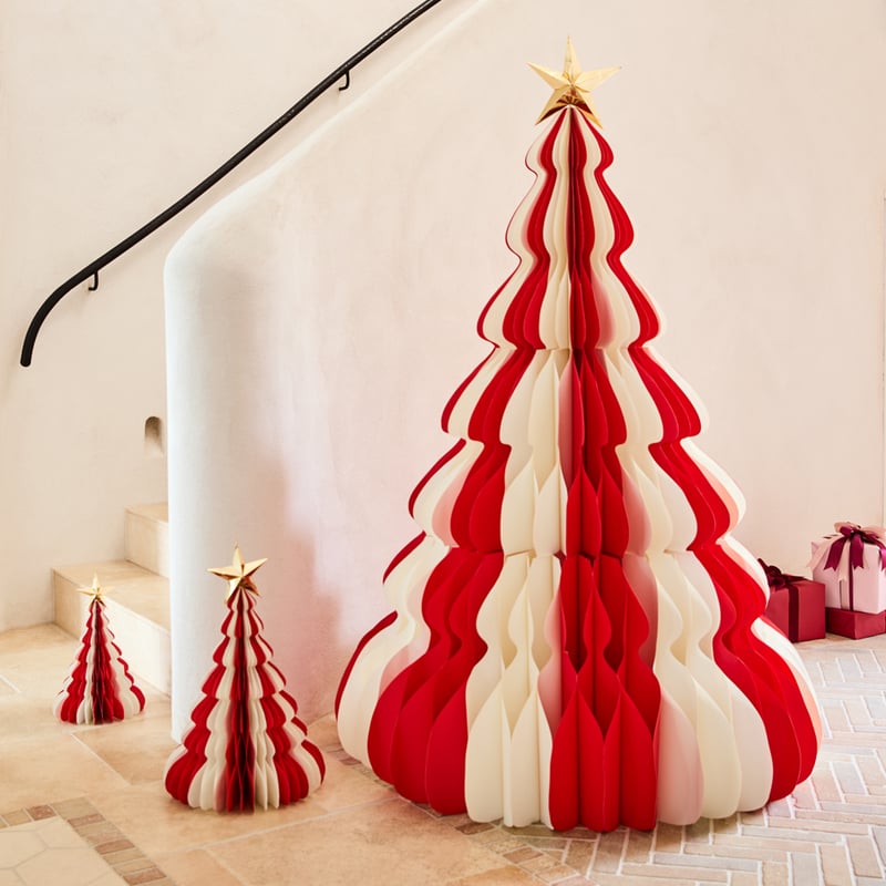 Christmas Village Festive Red & White Large Honeycomb Tree