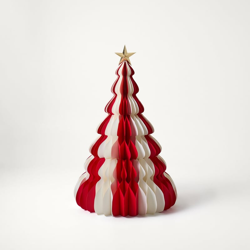 Christmas Village Festive Red & White Large Honeycomb Tree
