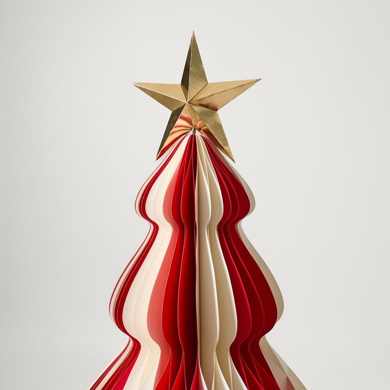 Christmas Village Festive Red & White Large Honeycomb Tree