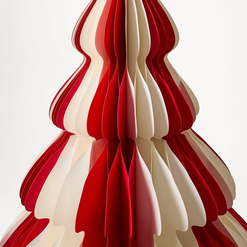 Christmas Village Festive Red & White Large Honeycomb Tree