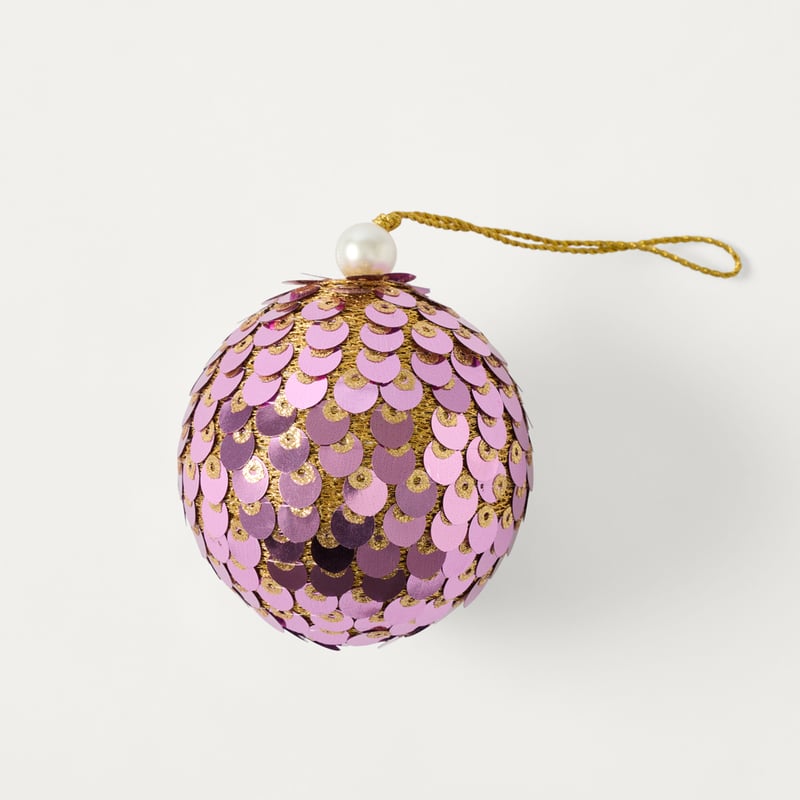 Festive Fun Pink Sequin Bead Bauble