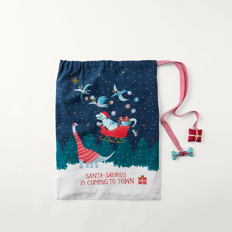 Santa-saurus Christmas Navy Santa Sack