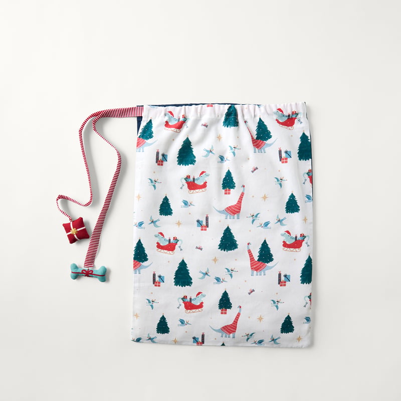 Santa-saurus Christmas Navy Santa Sack
