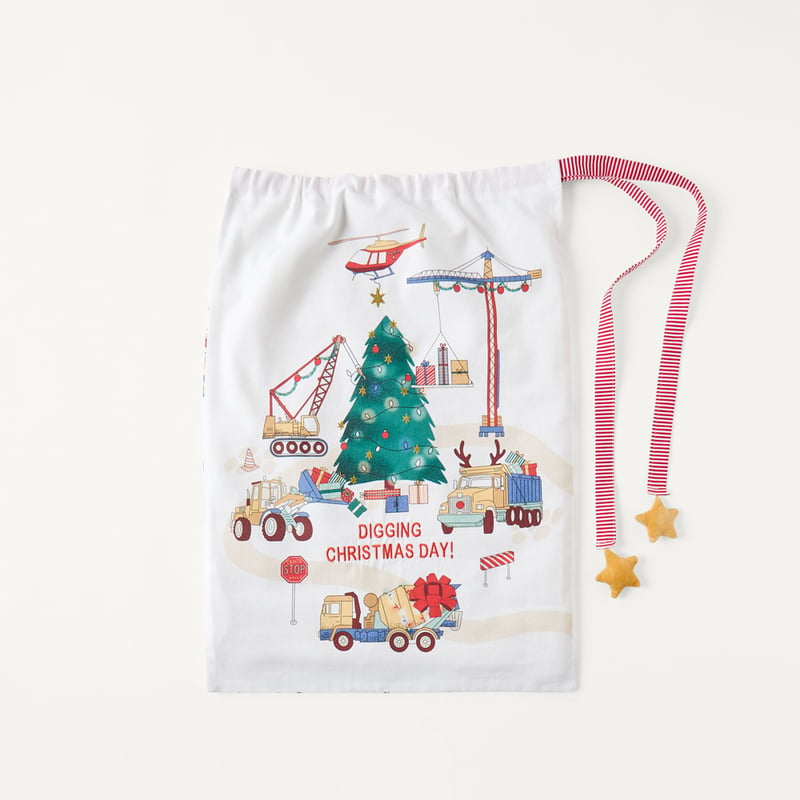 Digging Christmas White Santa Sack