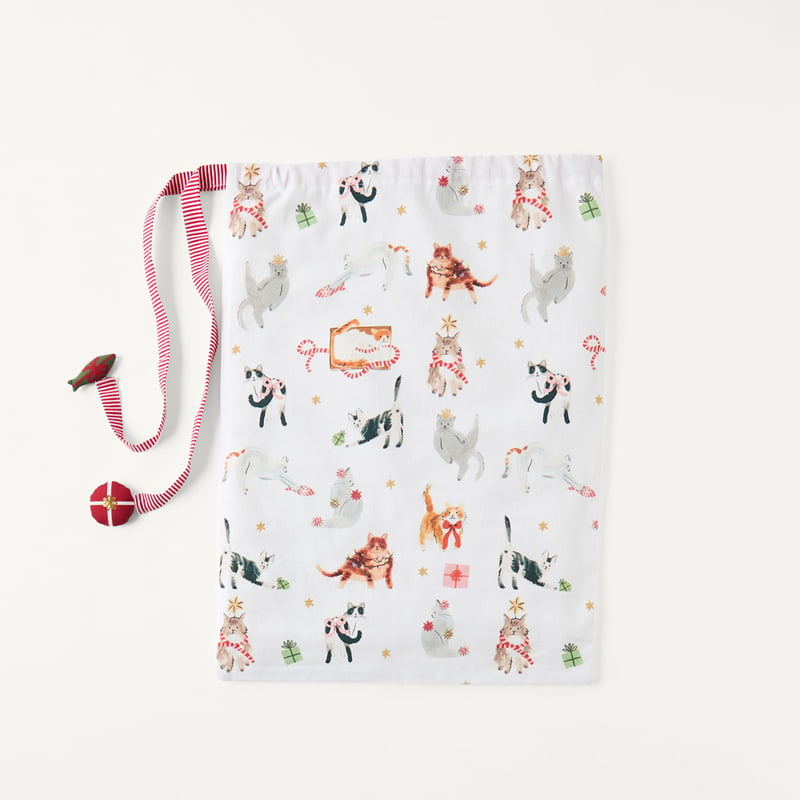 Merry Catmas Christmas Green Santa Sack