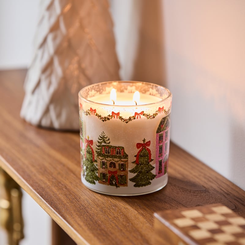 Christmas Village White Snow Clear Candle 400g