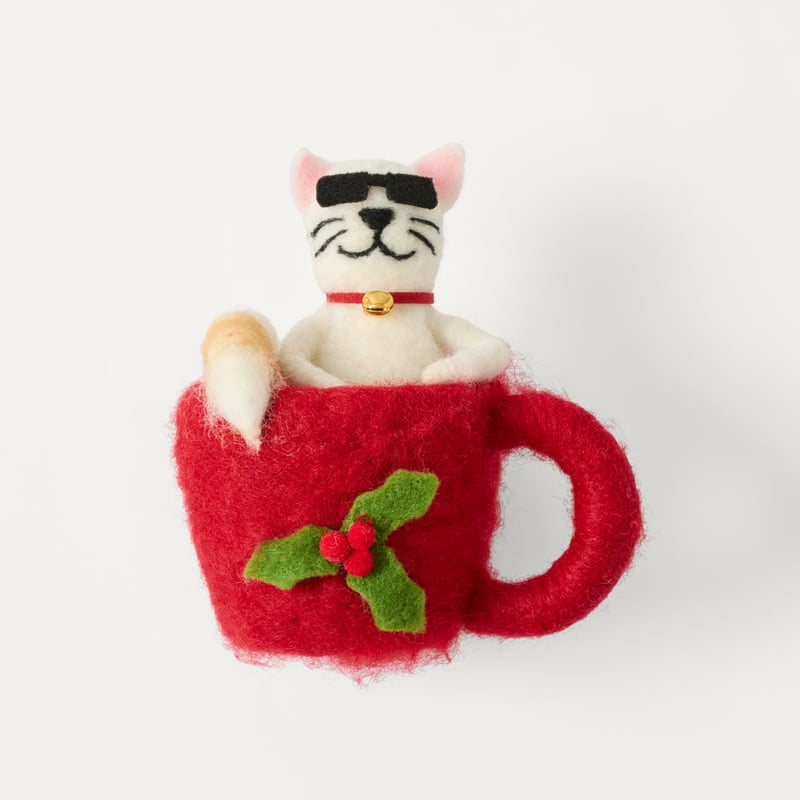 Christmas Village Cat Cup Multi Felt Decoration