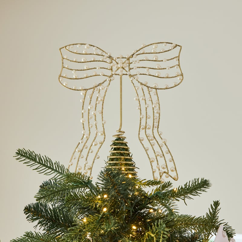 Luxe Bow Gold & Pearl Tree Topper