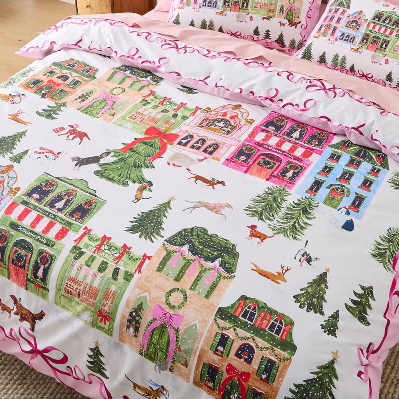 Christmas Village Pink Quilt Cover Set + Separates