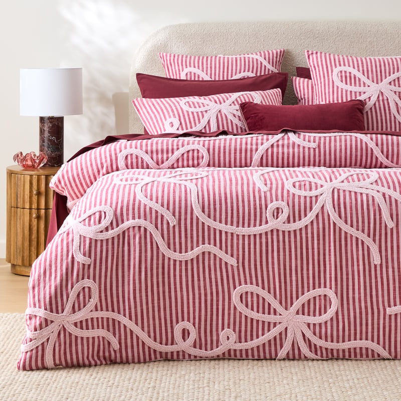 Clara Raspberry Tufted Quilt Cover Set + Separates