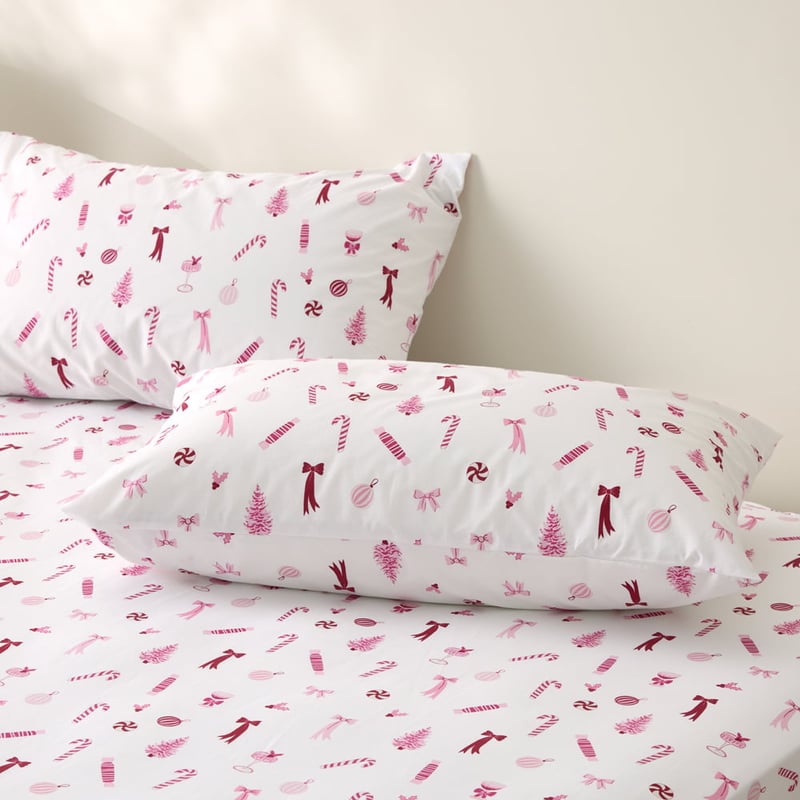 Sweet Christmas Pink Fitted Sheet Set