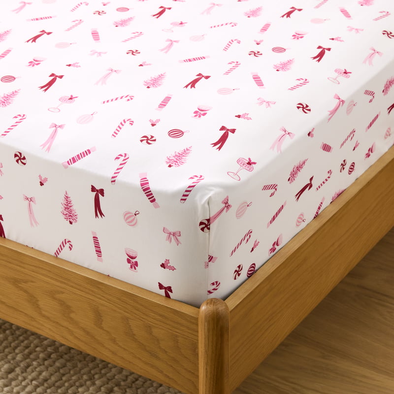 Sweet Christmas Pink Fitted Sheet Set