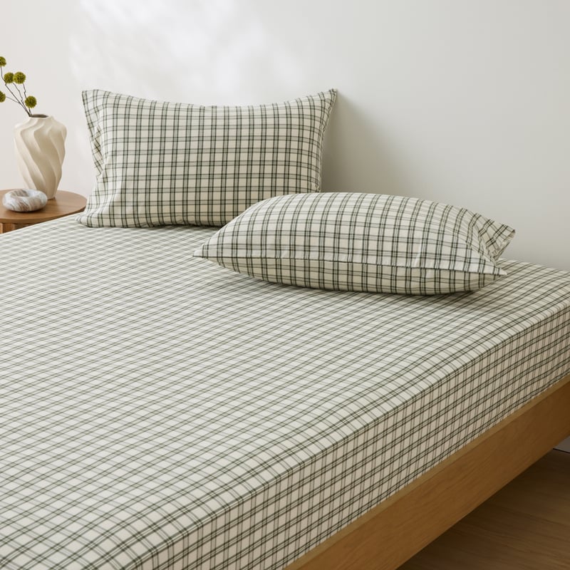 Balsam Green Check Fitted Sheet Set 