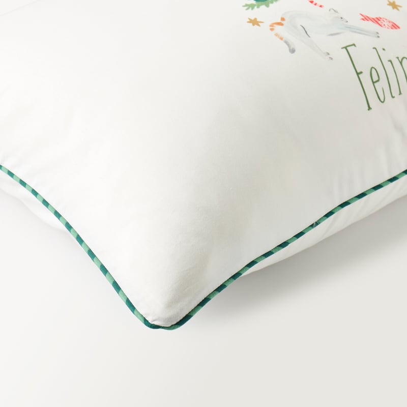 Feline White Festive Text Pillowcase