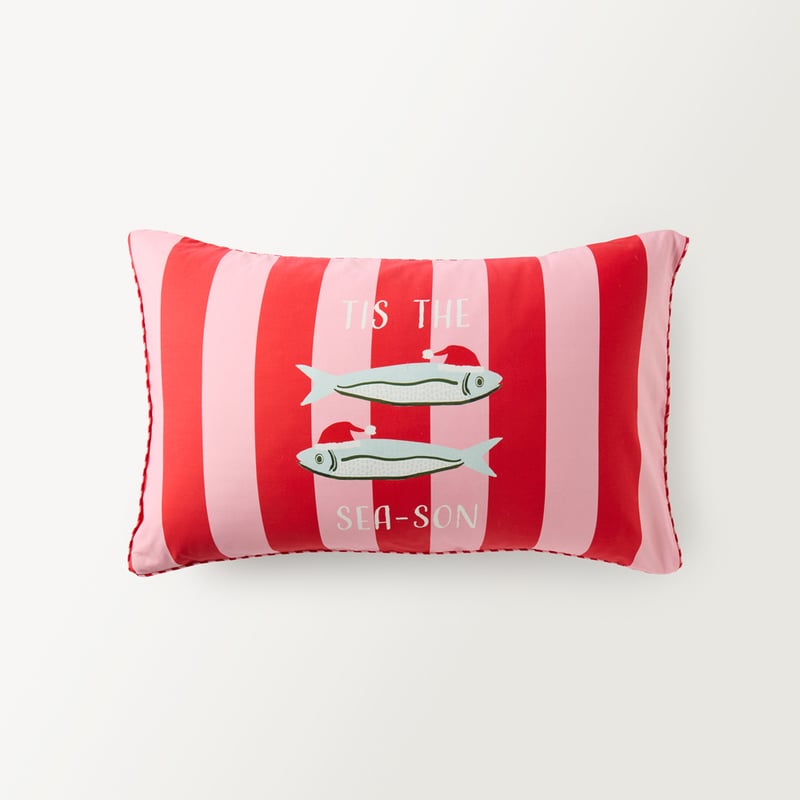 Tis The Sea-son Pink & Red Text Pillowcase